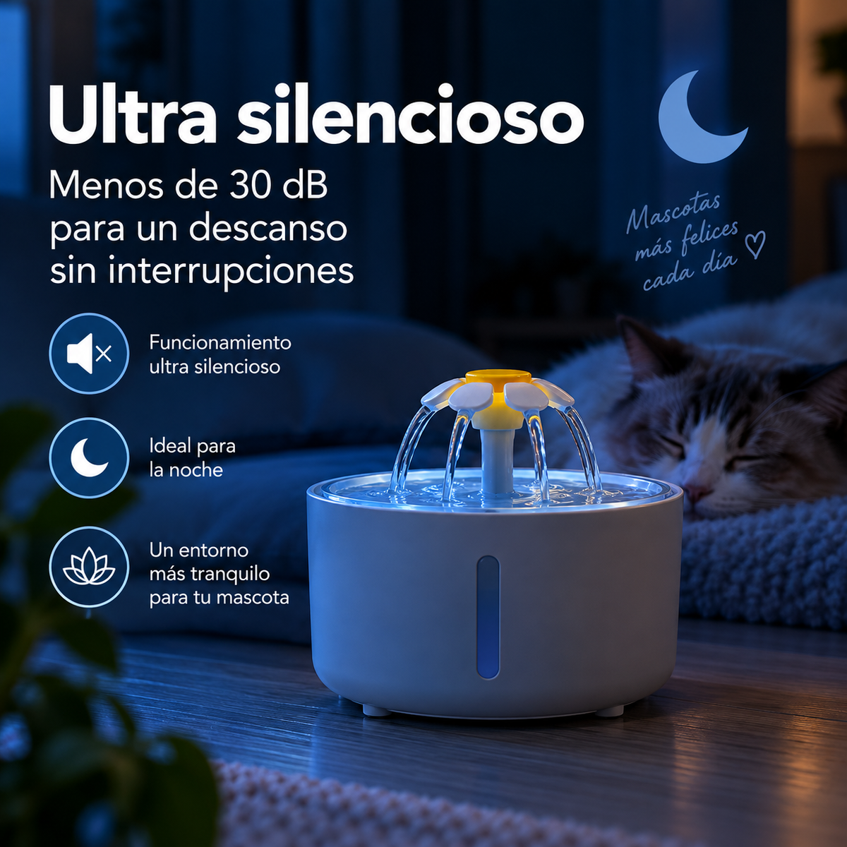 Fuente de agua para mascotas con filtro automático, USB, eléctrica y silenciosa para gatos.